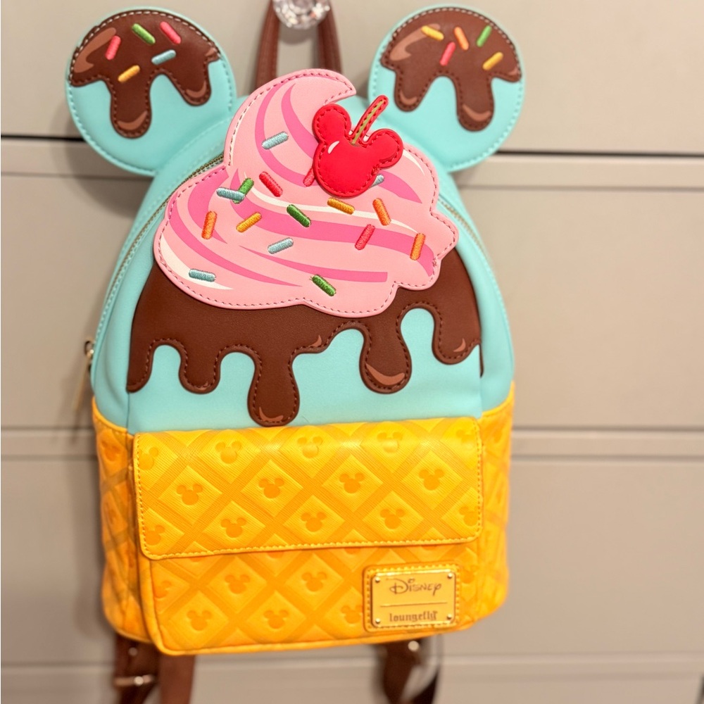 Loungefly Disney Blue and Pink Ice Cream Mini Backpack
